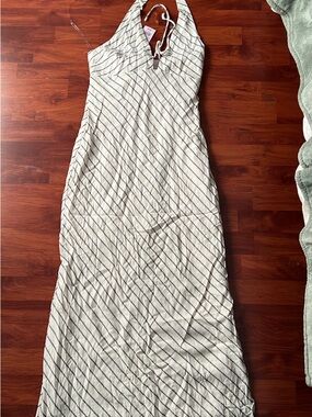 wild fable White and Black Striped Halter Maxi Dress